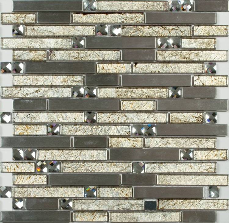 Мозаика NSmosaic Metal series MS-610 метал стекло (15х48х98x8) 305x298