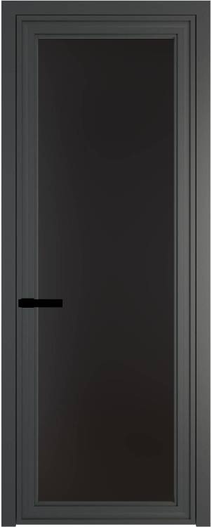 Межкомнатная дверь Profil Doors 1 AGP цвет профиля Серая ночь, стекло безопасное 6 мм монохром черный 600x2000