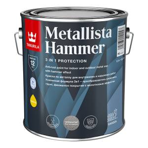 TIKKURILA METALLISTA HAMMER краска по ржавчине, молотковая база под колер.,серебристая, гл.(0,4л)