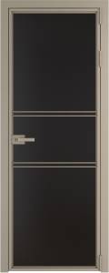 Межкомнатная дверь Profil Doors 2 AX цвет профиля Никель матовый, стекло безопасное 6 мм монохром черный 600x2000