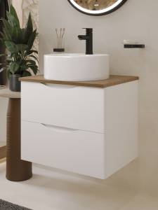 Тумба с раковиной BOND Cube T99605-S03410 белая, дуб, 60 см