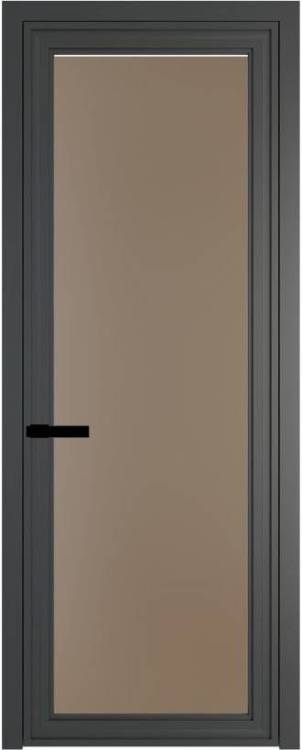 Межкомнатная дверь Profil Doors 1 AGP цвет профиля Серая ночь, стекло безопасное 6 мм монохром капучино 800x2000
