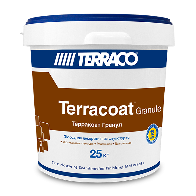 TERRACO TERRACOAT GRANULE штукатурка декоративная акриловая, зерно 1,5 мм, шуба (25кг)