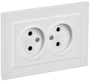 Розетка 2-местная IEK Brite BR-R20-10-K91-F арктический белый