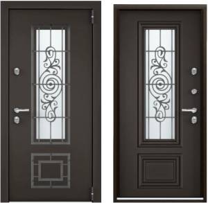 Входная стальная дверь Torex SNEGIR 20F MP 30128 Букле коричневый/ПВХ Оскуро 2000x880