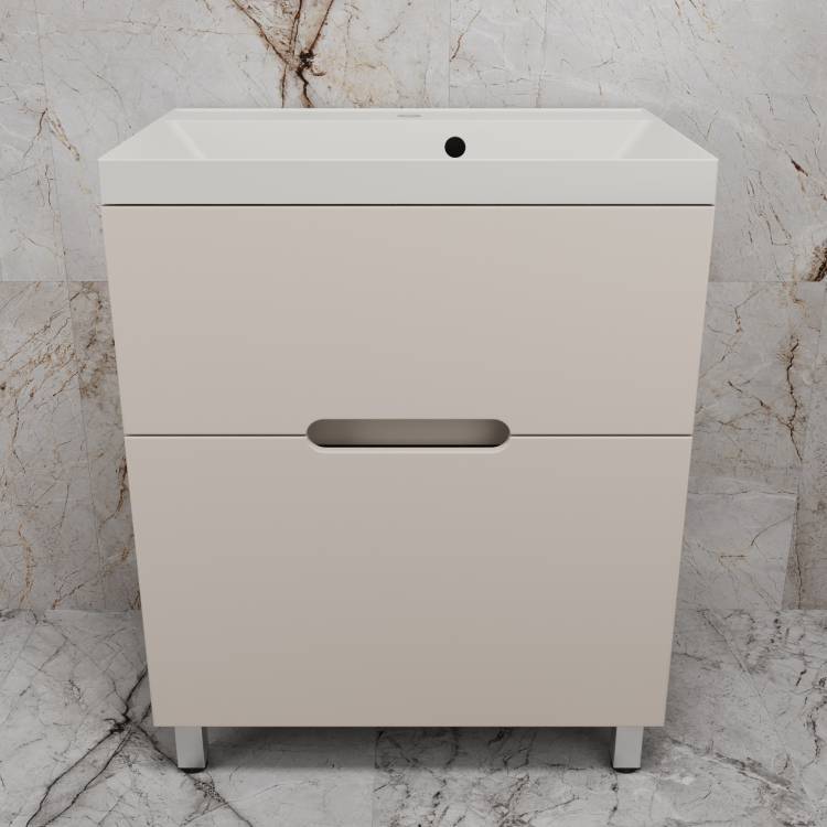 Тумба с раковиной Style Line Матис 70 напольная, крем, раковина жасмин, 82x70x45