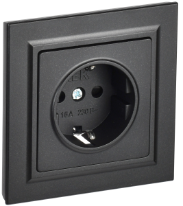 Розетка 1-местная с заземлением и шторками IEK Brite BR-R14-16-K02-F черный