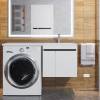 Тумба под раковину Uperwood Magenta 5930205160 под стиральную машину, подвесная, с дверцами, белая, графит, 50 см фото 5