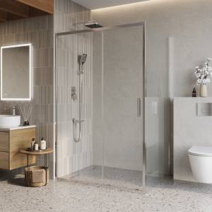 Душевой уголок BelBagno LUCE-AH-1-130/100-C-Cr профиль хром, стекло прозрачное, 130x100x195