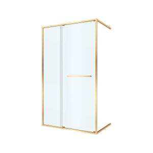 Душевая дверь в нишу Cezares LUX-B-FS-11-120-C-BORO профиль брашированное золото, стекло прозрачное, 120x195