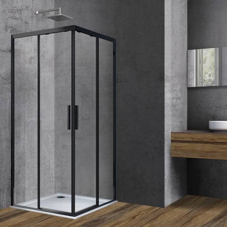 Душевой уголок Vincea Soft VSS-3SO100CLB 100x100, профиль чёрный, стекло прозрачное