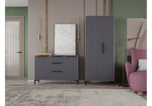 Стенка в гостиную Woodville Иадама 620686 графит, графит софт комплектация 3