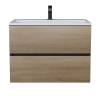 Тумба с раковиной Uperwood Barsa подвесная, черная, дуб сонома, 70 см