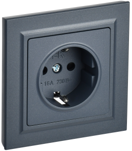 Розетка 1-местная с заземлением и шторками IEK Brite BR-R14-16-K35-F маренго