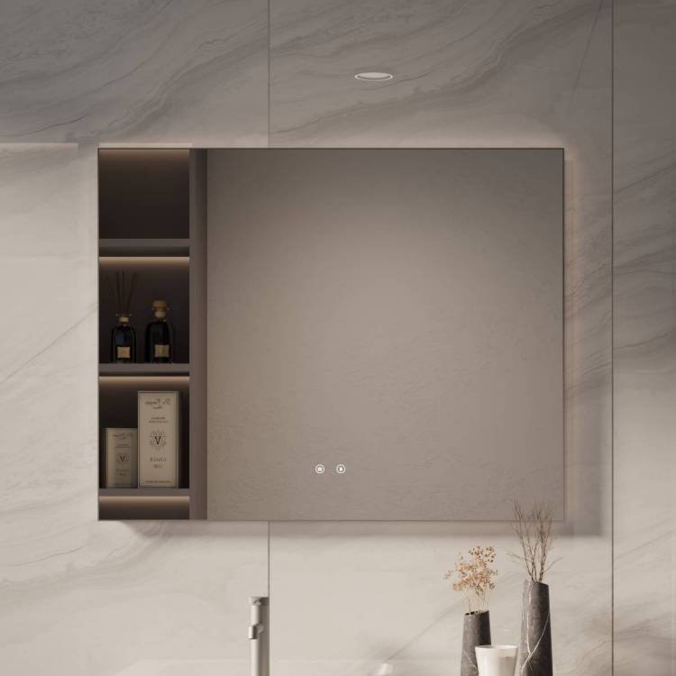 Зеркало Vincea VLM-4F100GM-2 с подсветкой и антизапотеванием, вороненая сталь, 80x100