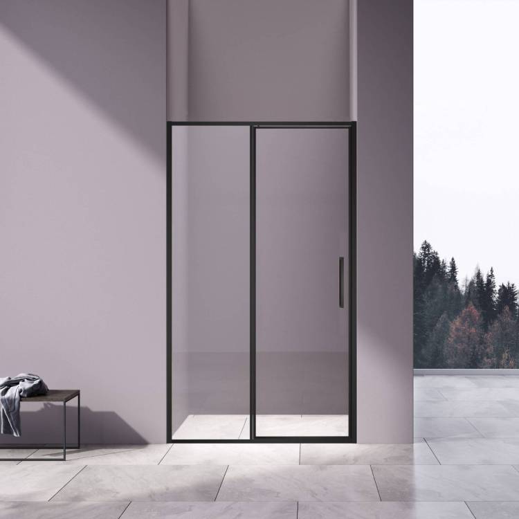 Душевая дверь в нишу Vincea Slim VDP-4SL120CLB профиль черный, стекло прозрачное, 120x195