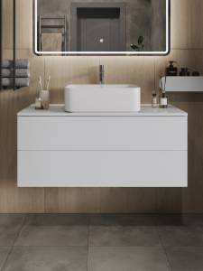 Тумба с раковиной Orange Отто Ot-100TuMDF+B02-460W белая глянцевая, 100 см