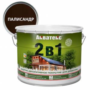 Защитно-декоративное покрытие для дерева Акватекс 2 в 1 алкидное полуматовое лессирующее палисандр 9 л