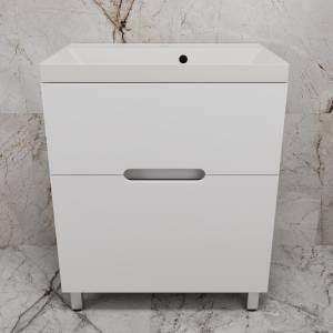 Тумба с раковиной Style Line Матис 70 напольная, белая матовая, раковина жасмин, 82x70x45