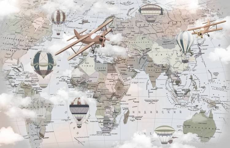 3D Фотообои Artegrafico «Карта путешествий» KID-027 акварель