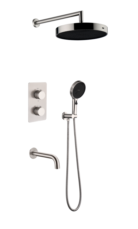 Душевой комплект Boheme Cell 427-NB Nickel Brush с изливом и термостатом