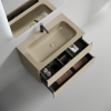 Тумба с раковиной Sancos Folk подвесная, 80x45x52, c двумя ящиками оснащенными доводчиками, Капучино, раковина бежевая фото 2