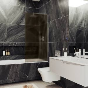 Шторка на ванну MaybahGlass MGV-72-5у стекло бронза матовая, профиль хром матовый, 1400x400