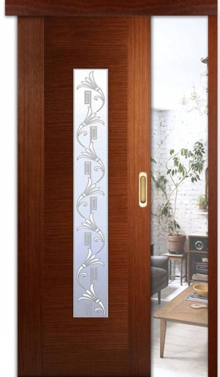 Раздвижная шпонированная дверь Belwooddoors Классика люкс остеклённая орех 700x2000
