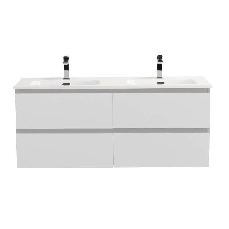 Тумба с раковиной BelBagno Kraft 120 на две чаши, Bianco Opaco, раковина BB1200-2-ETL