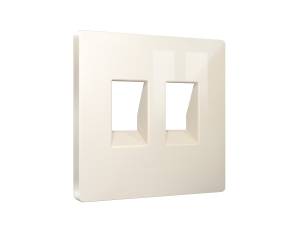 Лицевая панель для двойной компьютерной/телефонной розетки RJ-45/RJ-11 Ambrella Volt Alfa AP3121 бежевый глянец
