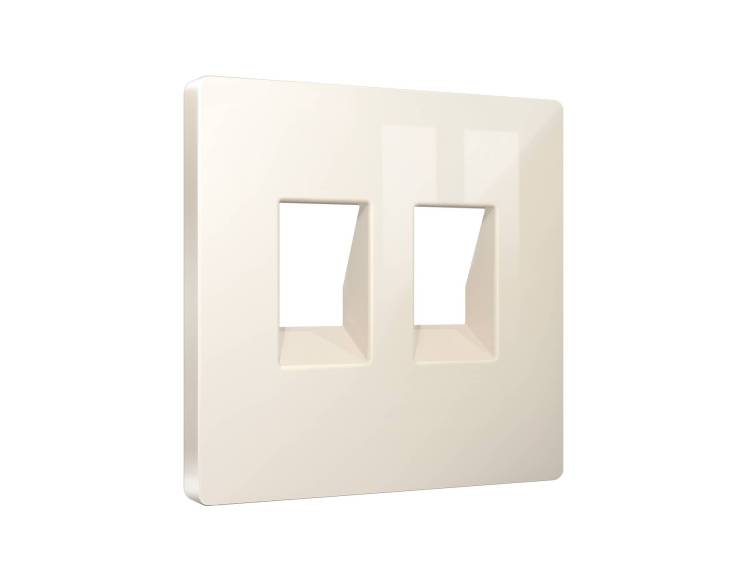 Лицевая панель для двойной компьютерной/телефонной розетки RJ-45/RJ-11 Ambrella Volt Alfa AP3121 бежевый глянец
