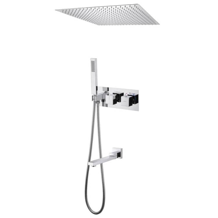 Душевая система Abber Daheim AF8254 хром, встраиваемая, с термостатом, с изливом