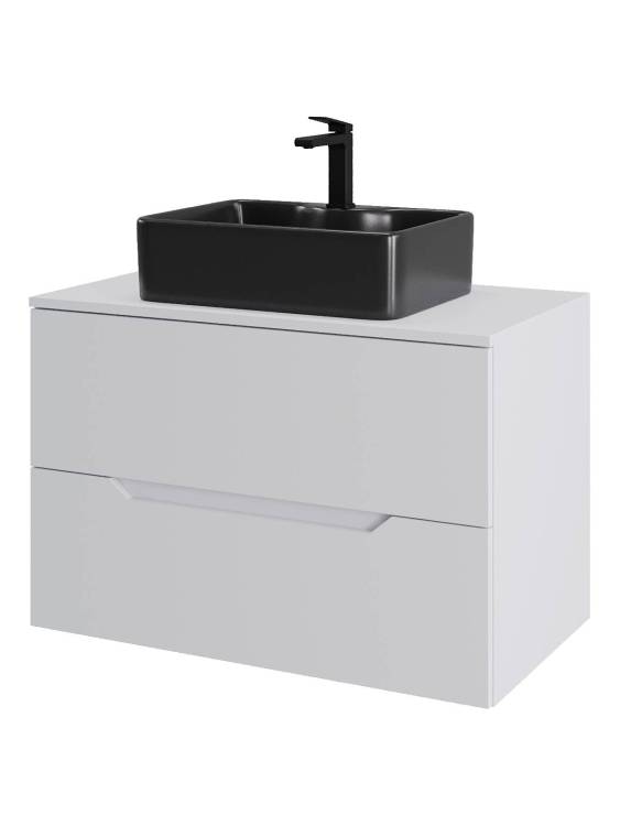 Тумба с раковиной Orange Line Li-80TuwMDF+B01-475MB белая матовая, 80.5 см