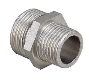 Ниппель VALTEC переходной 2 х 1/2 наружная резьба, никелированная латунь