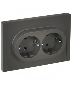 Розетка 2-местная с заземлением и шторками IEK Forte&Piano FP-R24-16-1-K03 серый