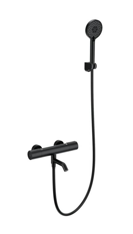 Смеситель для ванны Wonzon & Woghand WW-A2006-A1-MB с душем и термостатом, черный матовый