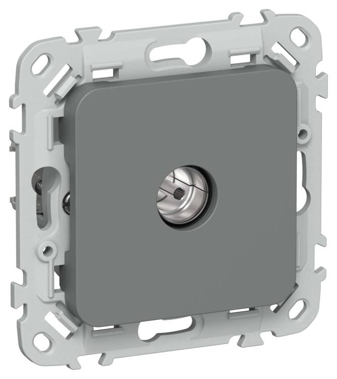 ТВ-розетка проходная тип M IEK Flite FI-A13-P-K80 мокрый асфальт