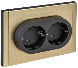 Розетка 2-местная с заземлением IEK Forte&Piano FP-R21-16-1-M-K37 шампань