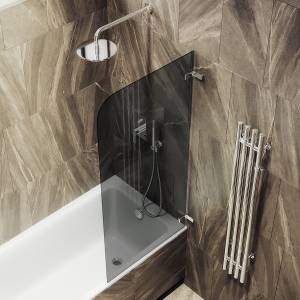 Шторка на ванну MaybahGlass MGV-650-4 40.5x140, поворотная, стекло графит 6 мм, профиль хром глянцевый