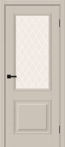 Межкомнатная дверь Bravo Классик-13 полотно Cream Silk, стекло White Сrystal 700x2000