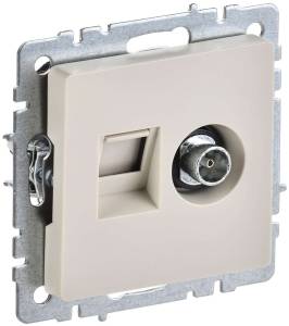 ТВ-розетка+Ethernet RJ45 IEK Brite BR-AK20-1-K10 бежевый
