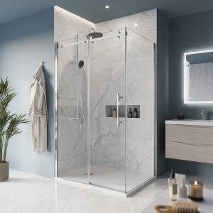 Душевой уголок Belbagno MARINO-AH-1-110/90-C-Cr профиль хром, стекло прозрачное, 110x90x195
