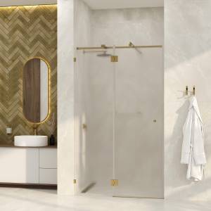 Душевая дверь в нишу Wasserkraft Ems 76H05L-TXG профиль глянцевое золото, стекло текстурное, 121x100x200