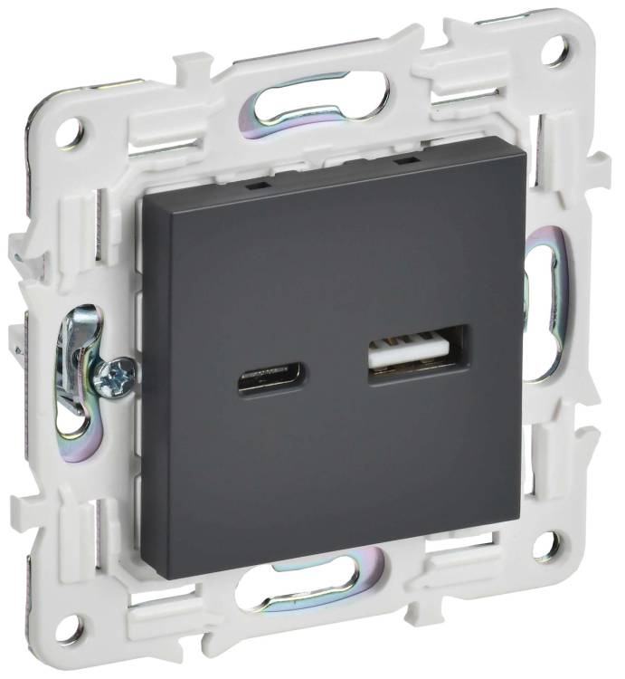 Розетка USB type A+C IEK Skandy SK-U22-018-K48 титан