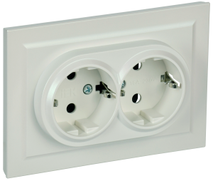 Розетка 2-местная с заземлением и шторками IEK Brite BR-R24-16-K36-F жемчуг