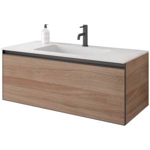 Тумба с раковиной Armadi Art Quatro 100 willow, профиль anthracite, с белой раковиной