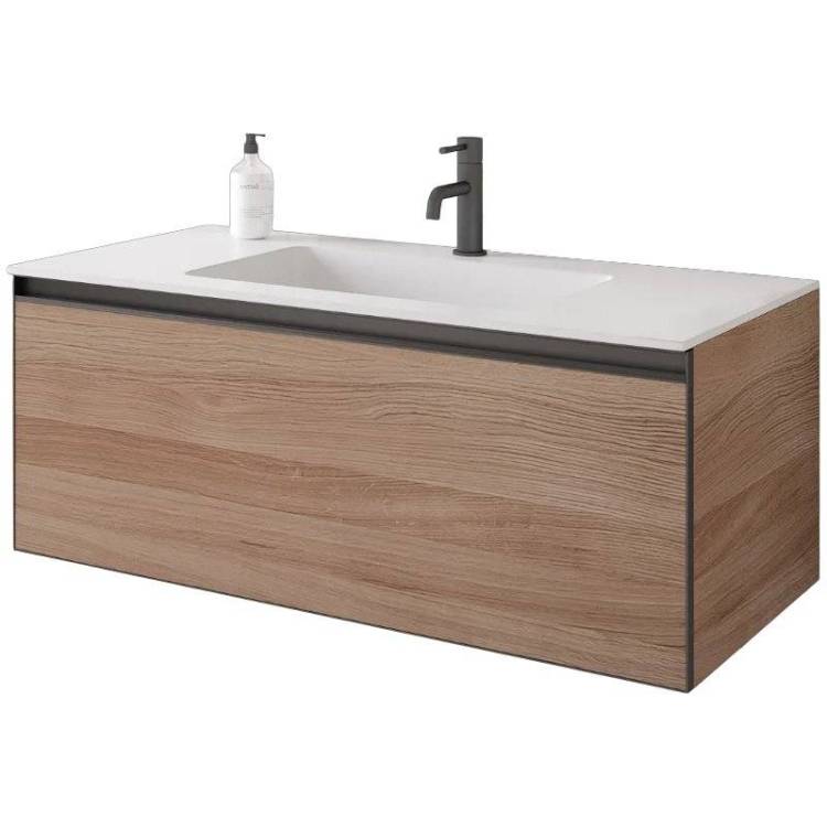 Тумба с раковиной Armadi Art Quatro 100 willow, профиль anthracite, с белой раковиной