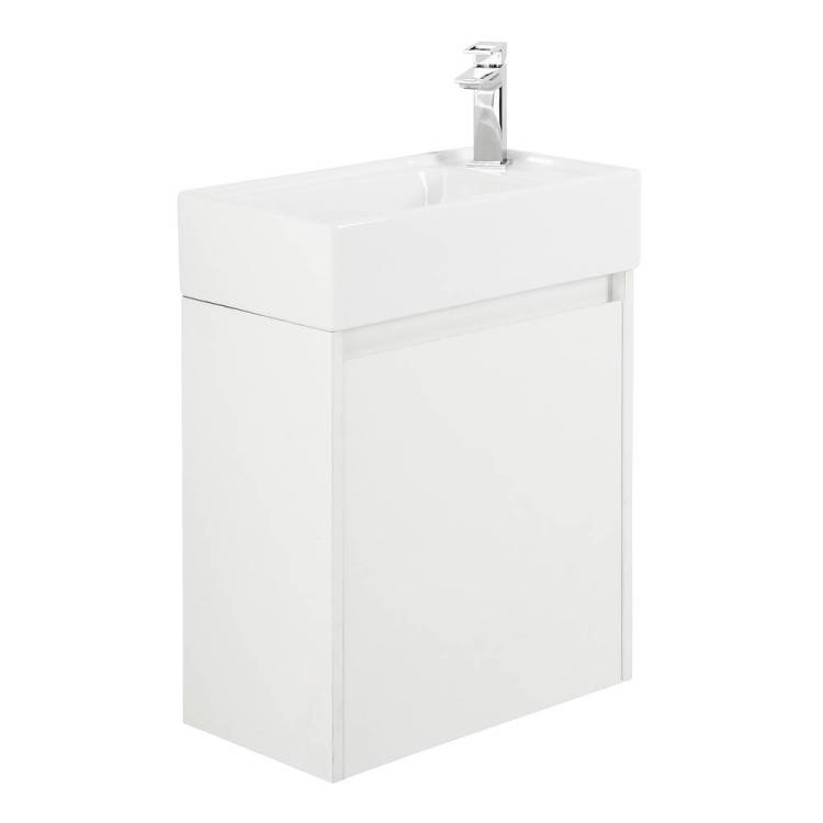 Тумба с раковиной Belbagno Kraft Mini KRAFT MINI-500/260-1A-SO-BO-L 45x25x50 Bianco Opaco подвесная с распашной дверцей, левосторонняя