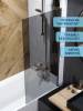 Шторка на ванну Watersense Paula W00214 профиль черный матовый, стекло тонированное, 70x140 фото 3