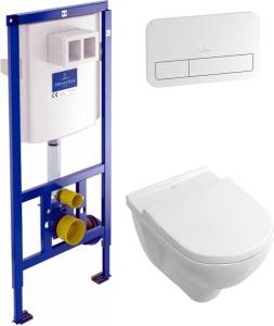 Комплект Унитаз Villeroy&Boch O.Novo + Инсталляция Villeroy&Boch + Кнопка смыва белая